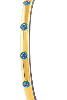 Gold Plated CZ Blue Enameled Evil Eye Cuff