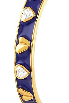 Gold Plated CZ Blue Enameled Lucky Charm Cuff