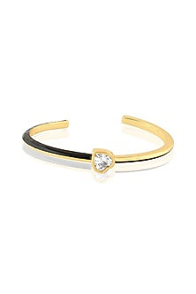 Gold Plated Black Sweetheart Enameled Cuff