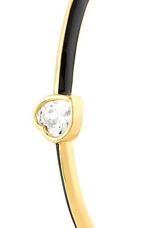 Gold Plated Black Sweetheart Enameled Cuff