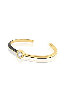 Gold Plated Black Sweetheart Enameled Cuff