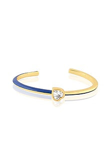 Gold Plated Blue Sweetheart Enameled Cuff