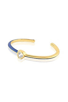 Gold Plated Blue Sweetheart Enameled Cuff