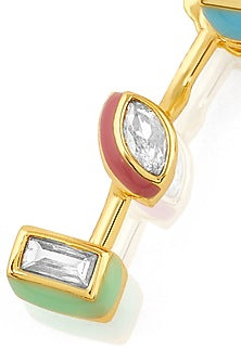 Gold Plated CZ Multi-Colored Enameled Dangler Earrings