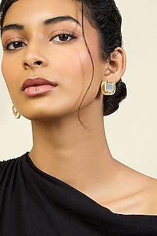 Gold Plated Resin Mirror Stud Earrings