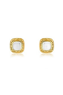 Gold Plated Resin Mirror Stud Earrings