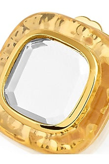 Gold Plated Resin Mirror Stud Earrings