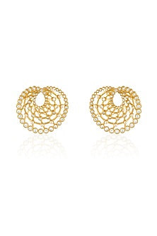 Gold Plated Pearl & CZ Stone Stud Earrings