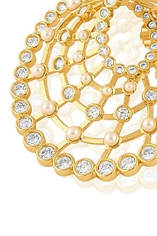 Gold Plated Pearl & CZ Stone Stud Earrings
