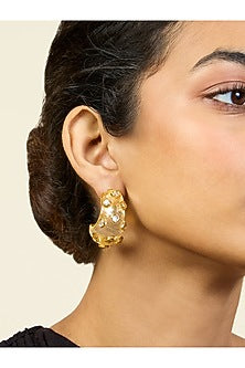 Gold Plated Mirror Huggie Hoops Earrings