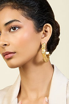 Gold Plated Mirror Statement Hoops Earrings