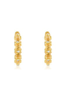 Gold Plated Mirror Statement Hoops Earrings