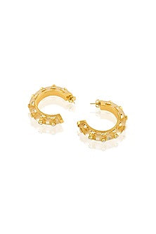 Gold Plated Mirror Statement Hoops Earrings