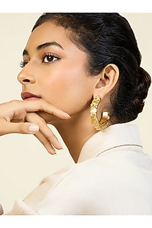 Gold Plated Mirror Statement Hoops Earrings