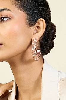 Rose Gold Plated Mirror Statement Hoops Earrings