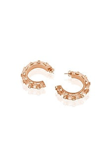 Rose Gold Plated Mirror Statement Hoops Earrings