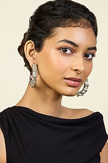 Gold Plated Mirror Statement Hoops Earrings