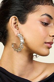 Gold Plated Mirror Statement Hoops Earrings