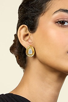 Gold Plated Resin & Mirror Stud Earrings