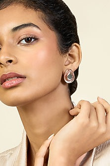 Rose Gold Plated Resin & Mirror Stud Earrings