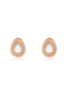 Rose Gold Plated Resin & Mirror Stud Earrings