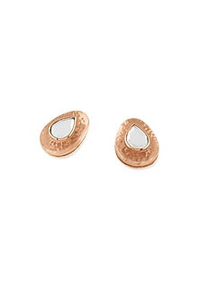 Rose Gold Plated Resin & Mirror Stud Earrings