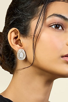 Gold Plated Resin & Mirror Stud Earrings