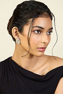 Gold Plated Resin & Mirror Stud Earrings