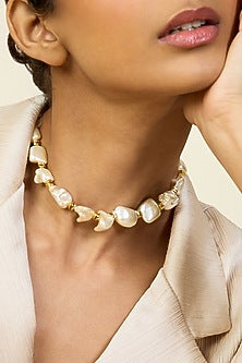 Gold Plated Pearl Collar Necklace