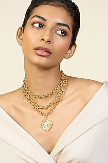 Gold Plated Mirror Wide Choker Necklace