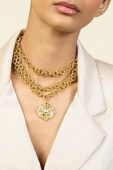 Gold Plated Mirror Wide Choker Necklace