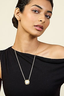 Gold Plated Mirror Pendant Necklace