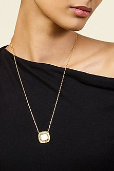 Gold Plated Mirror Pendant Necklace