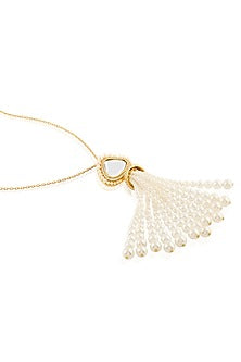 Gold Plated Pearl & Mirror Lucent Tassel Necklace