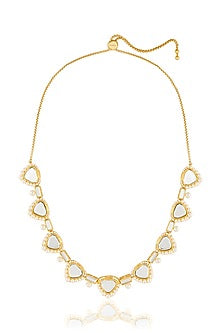 Gold Plated Mirror & Pearl Collar Necklace