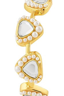 Gold Plated Mirror & Pearl Open Cuff