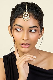 Gold Plated Mirror Chandbali Maangtikka