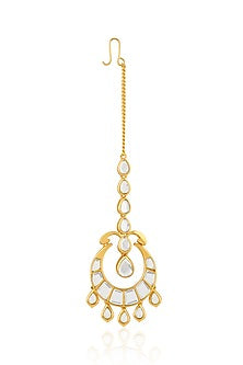 Gold Plated Mirror Chandbali Maangtikka