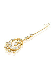 Gold Plated Mirror Chandbali Maangtikka