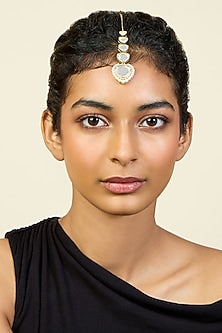 Gold Plated Mirror & Pearl Maangtikka