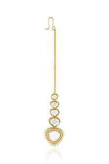 Gold Plated Mirror & Pearl Maangtikka