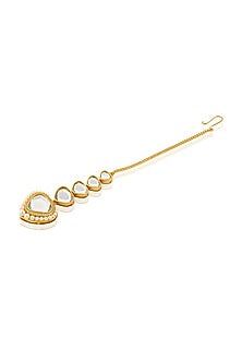 Gold Plated Mirror & Pearl Maangtikka