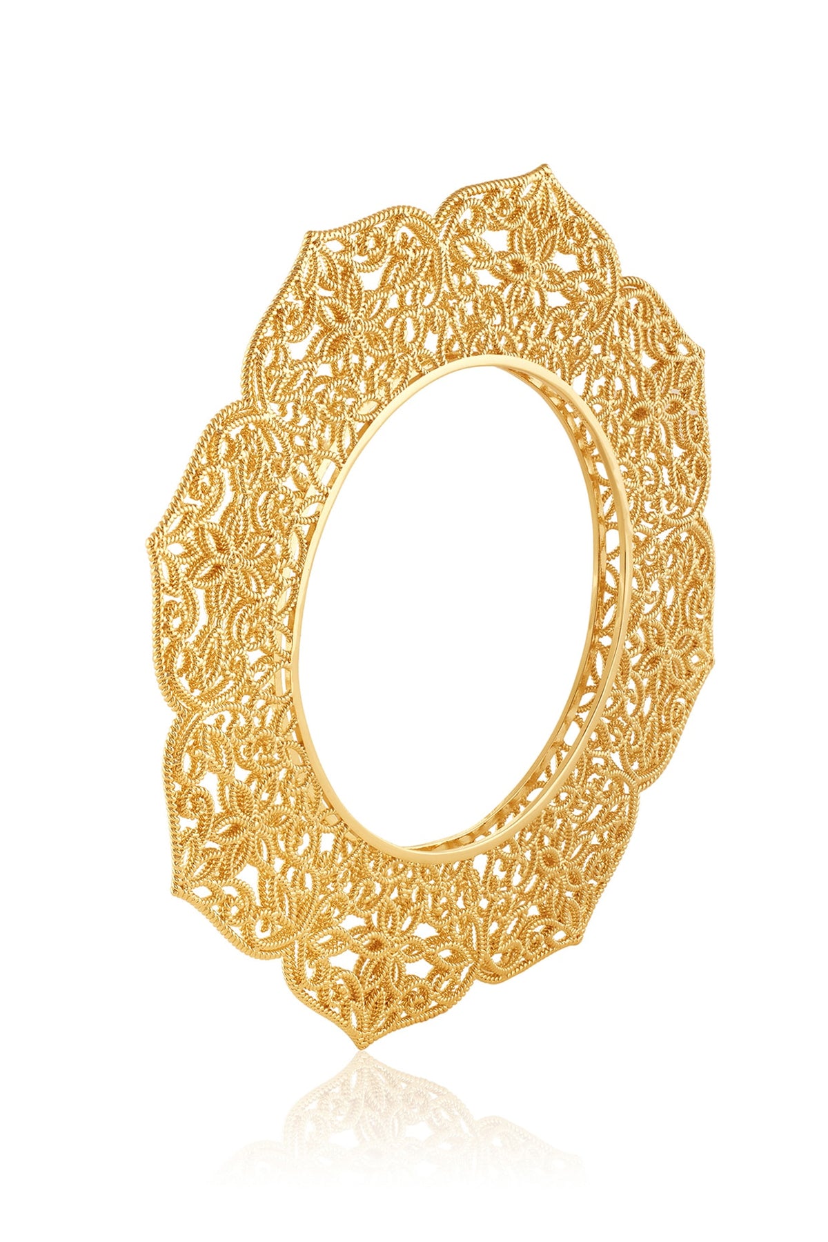Gold Plated Hand-Cut Mirror Bangle