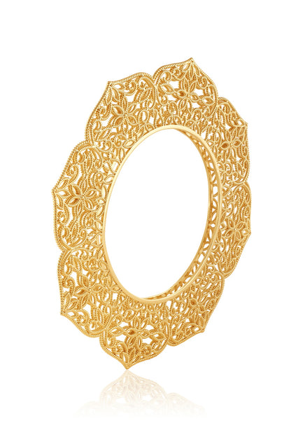 Gold Plated Hand-Cut Mirror Bangle
