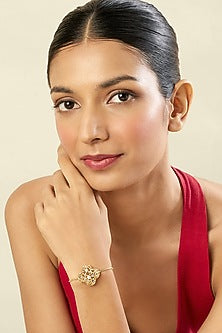 Gold Plated Crystal Zirconia Bolo Bracelet
