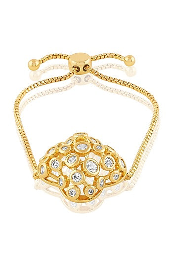 Gold Plated Crystal Zirconia Bolo Bracelet