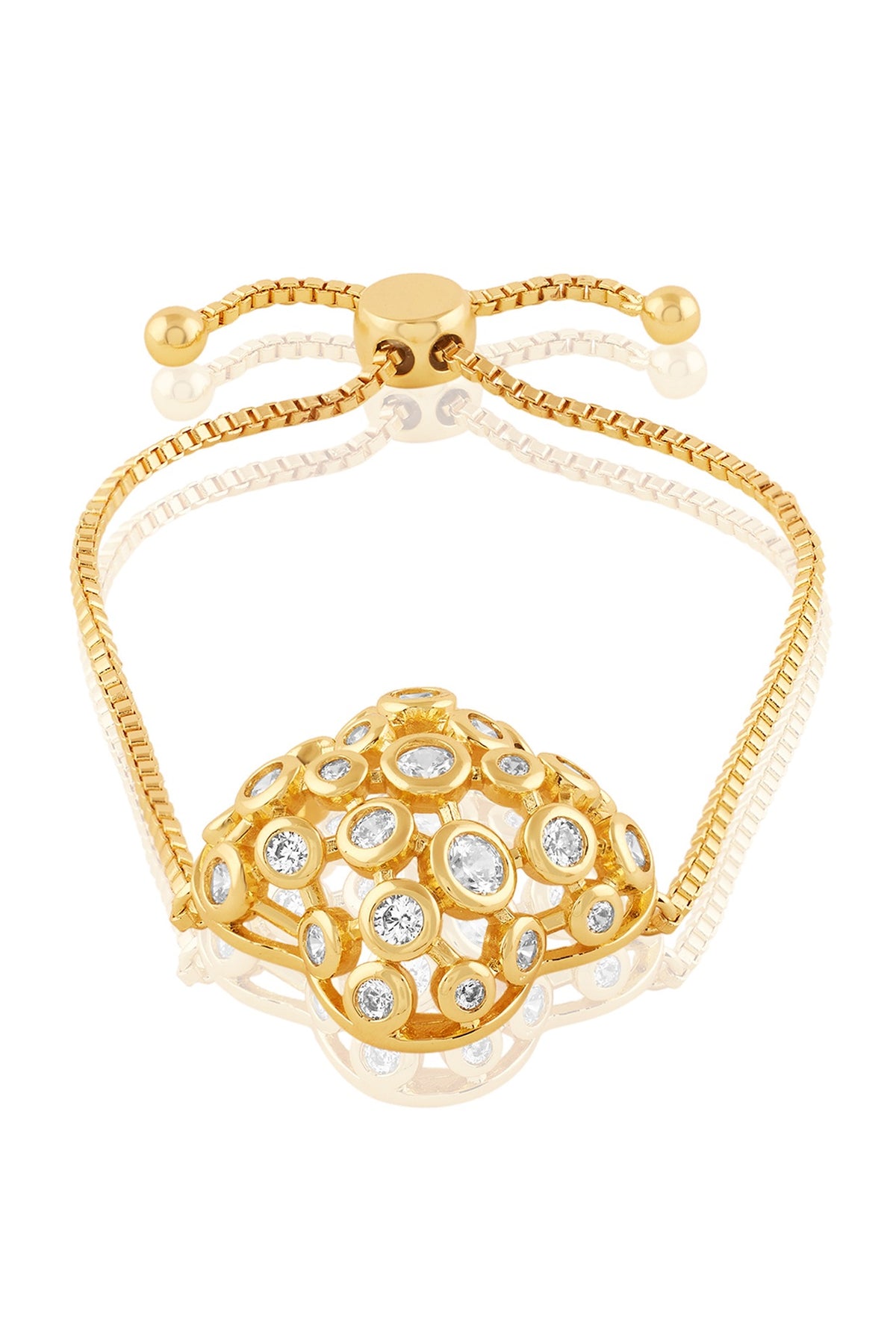 Gold Plated Crystal Zirconia Bolo Bracelet