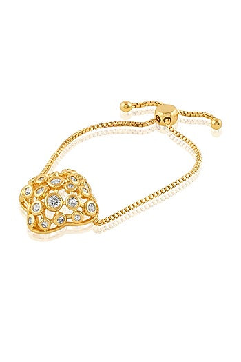 Gold Plated Crystal Zirconia Bolo Bracelet