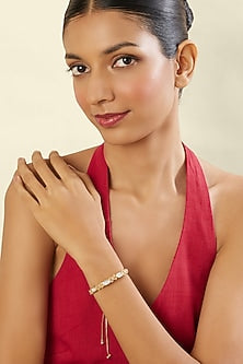 Gold Plated Mirror Work Bolo Bracelet