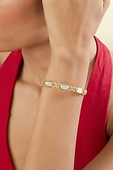 Gold Plated Mirror Work Bolo Bracelet